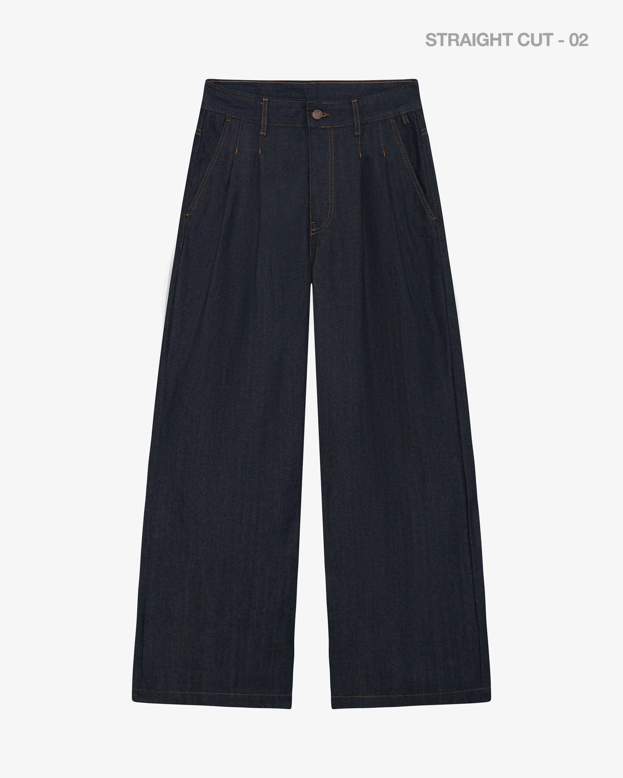Double Pleated Denim Pants