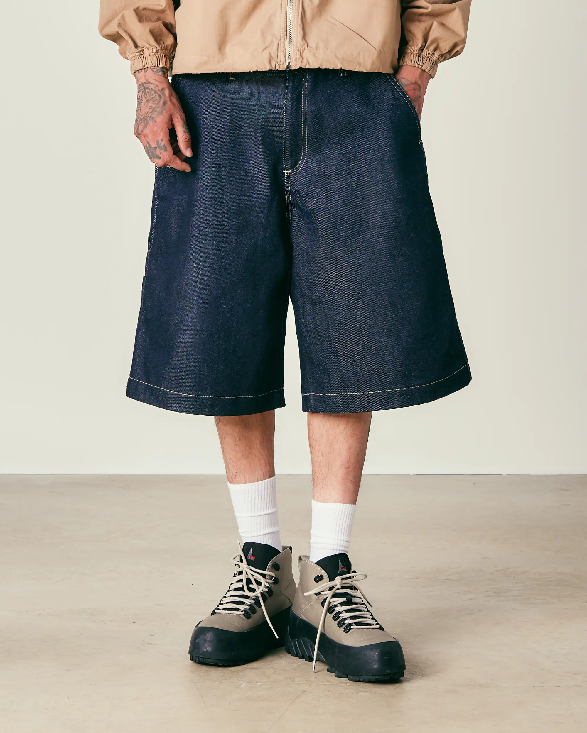 Indigo Raw Carpenter Shorts - Image 2