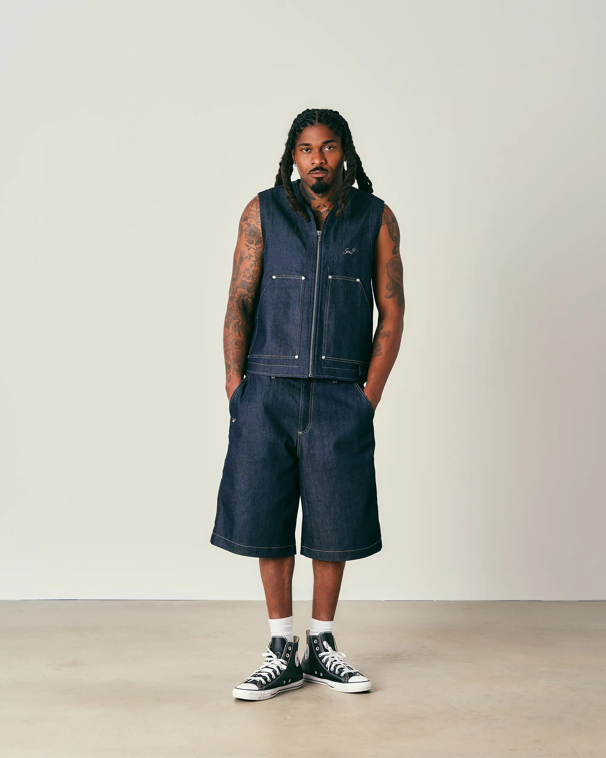 Indigo Raw Utility Vest - Image 2