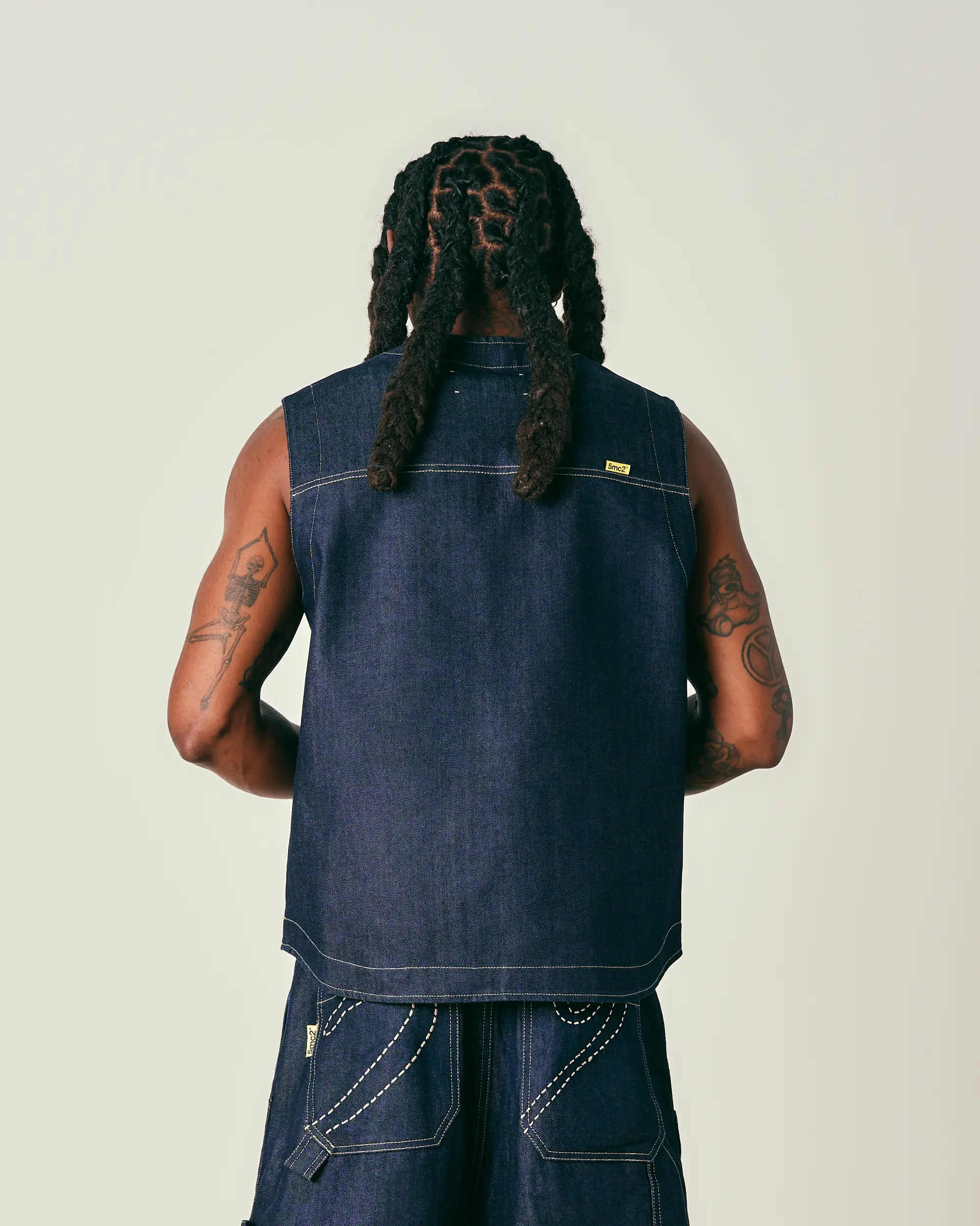 Indigo Raw Utility Vest - Image 3