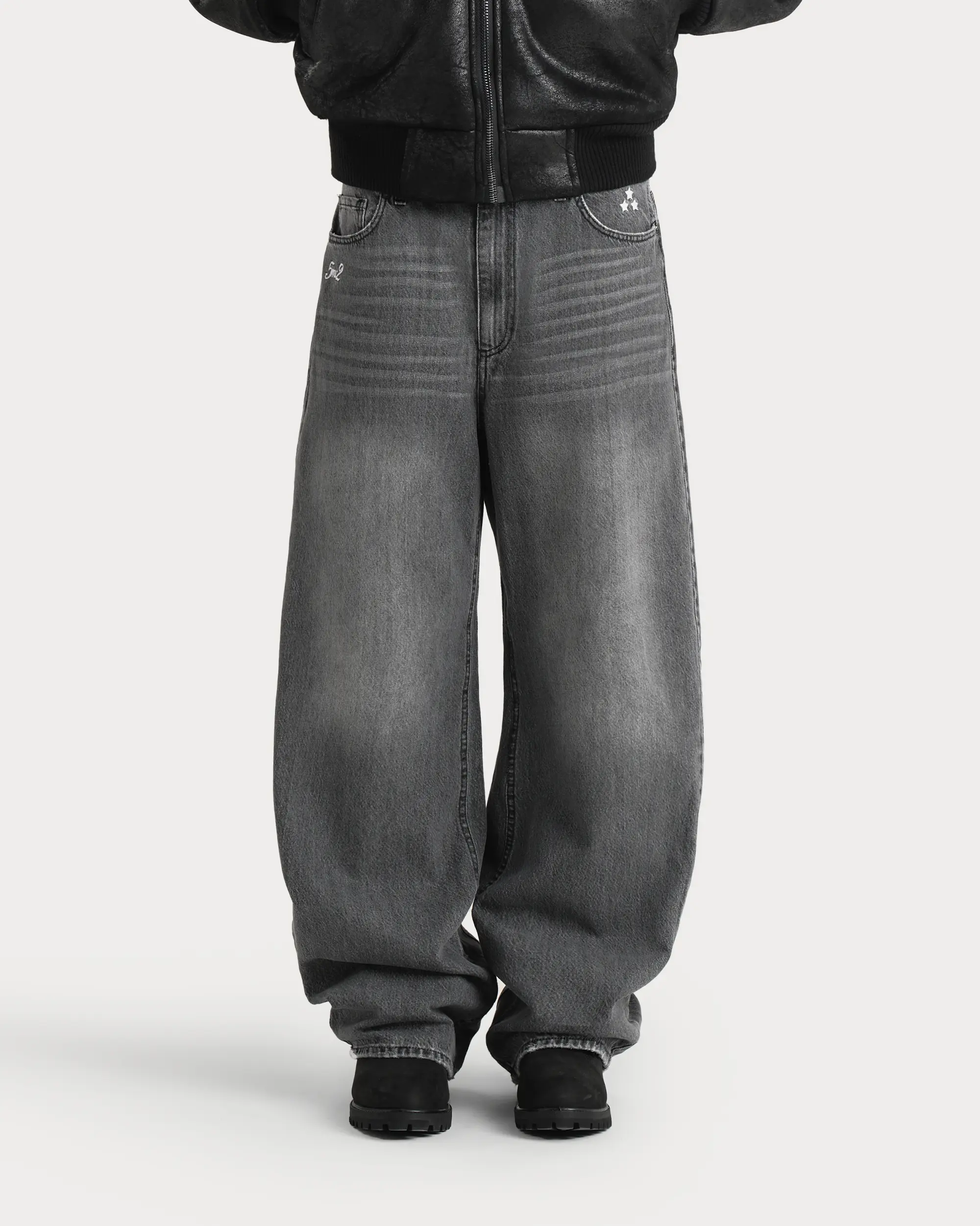 Washed Grey Denim Pants - Image 2