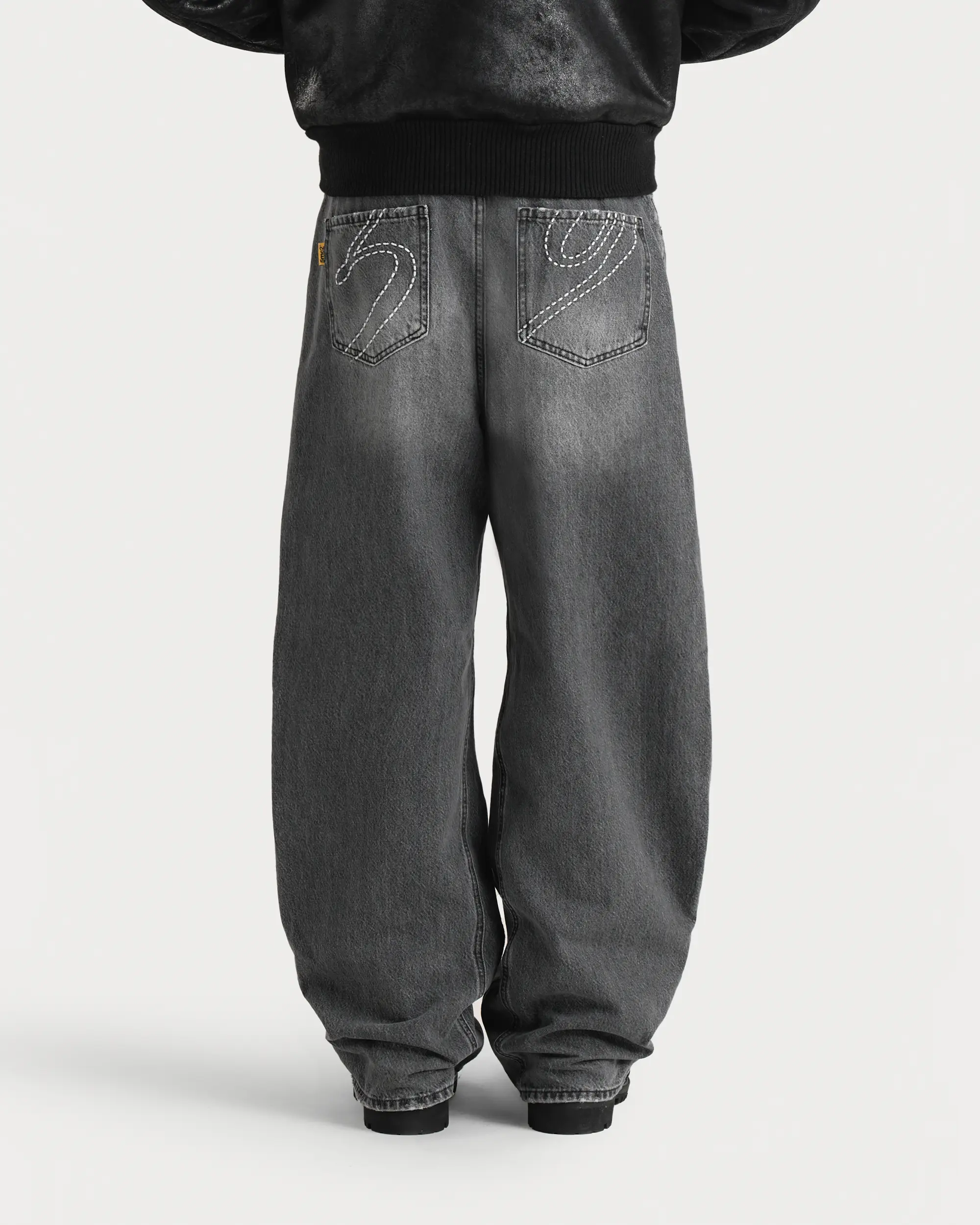 Washed Grey Denim Pants - Image 3